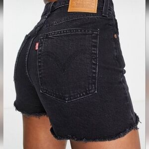Vintage Levi’s 501 longline black denim cut-off shorts